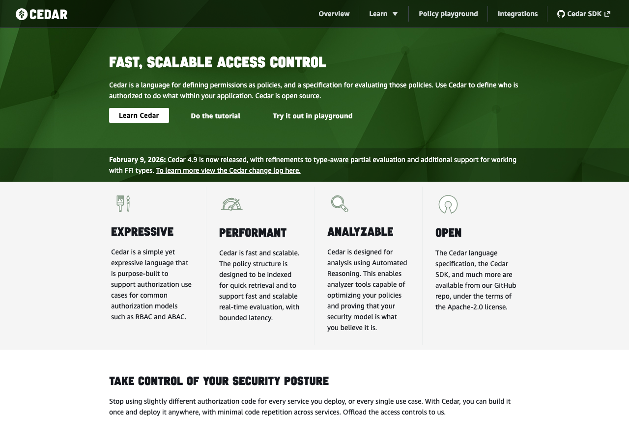 Cedar Policy Language playground, AWS's open-source, formally verified language for fine-grained authorization