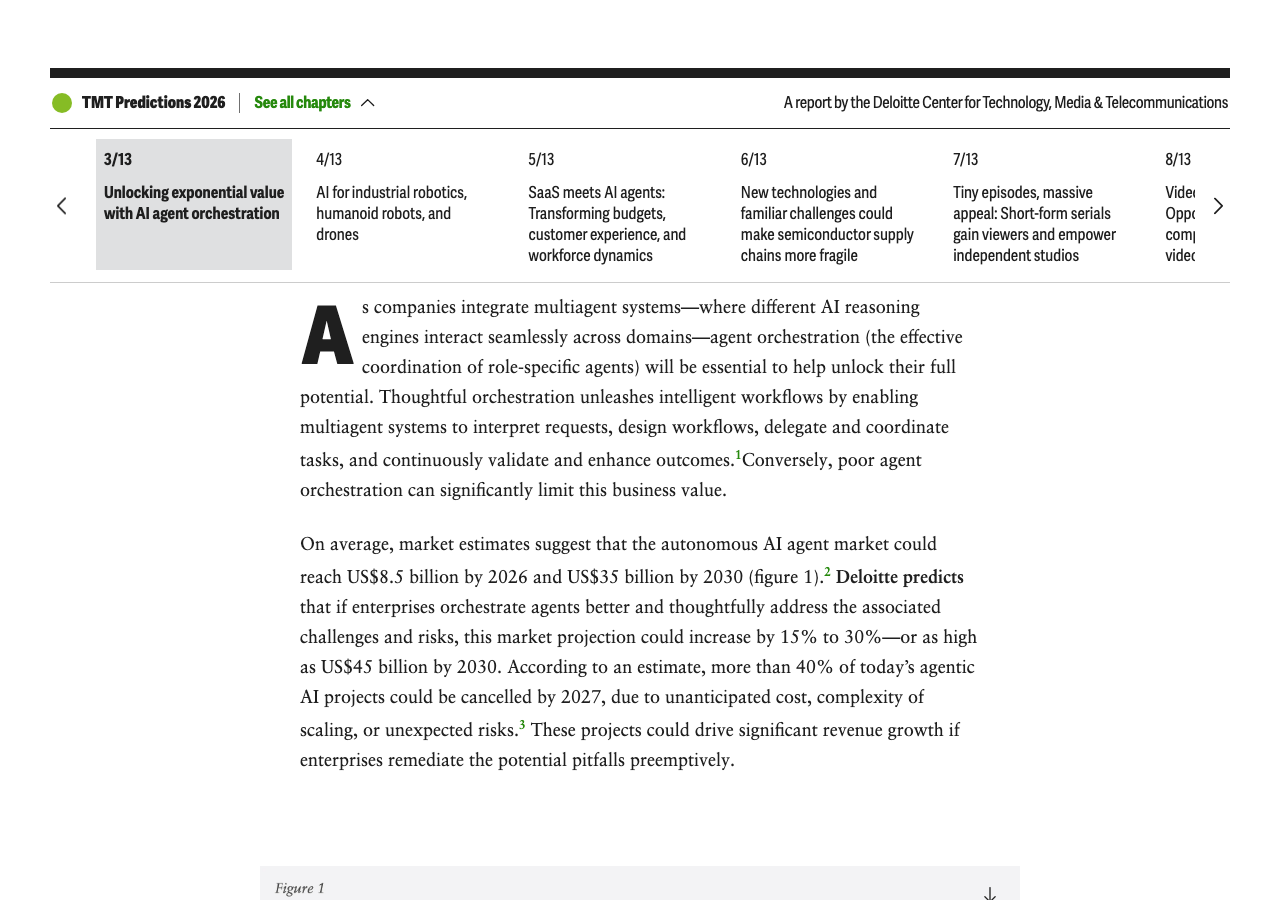 Deloitte TMT Predictions 2026: Unlocking exponential value with AI agent orchestration