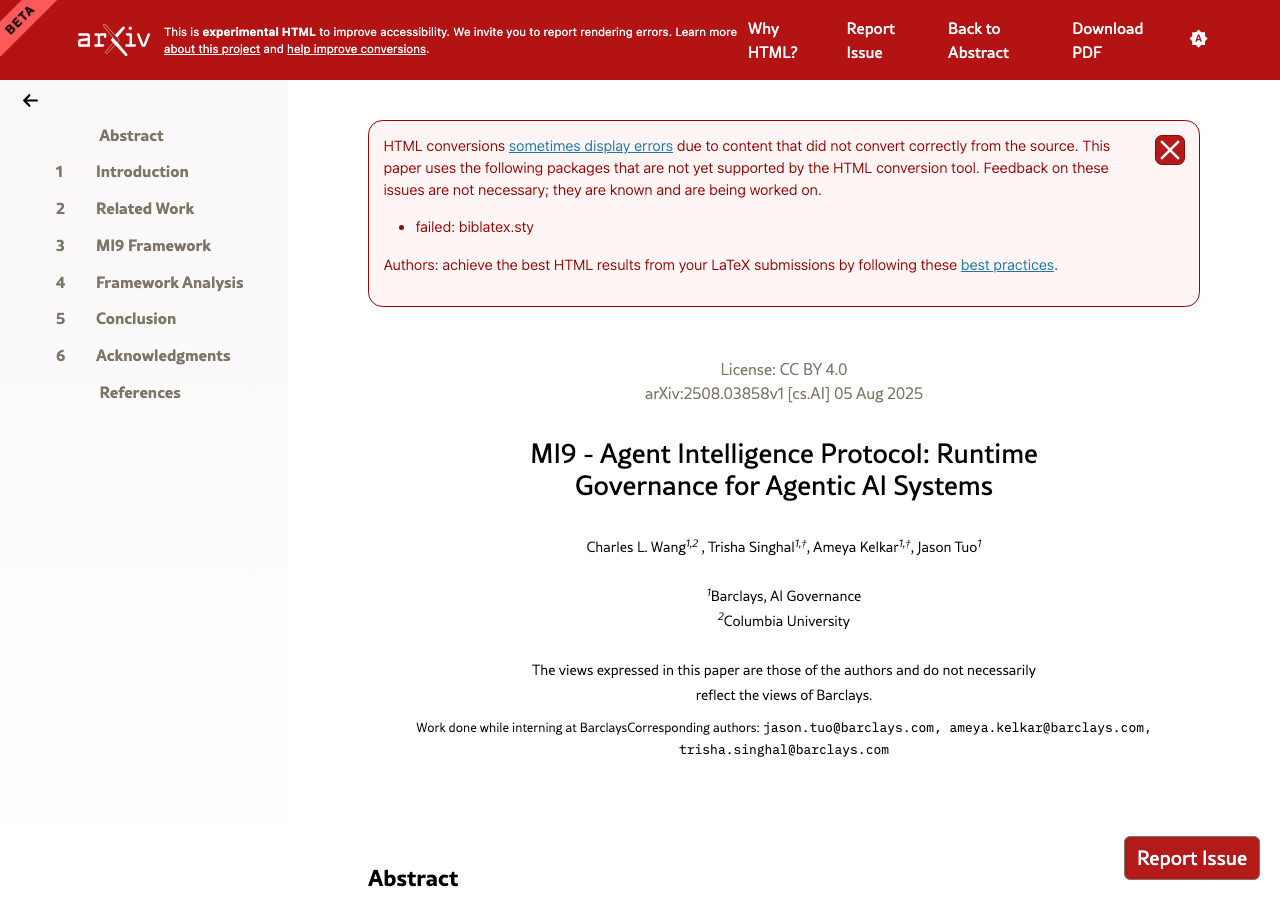 MI9 Agent Intelligence Protocol: runtime governance framework for agentic AI systems