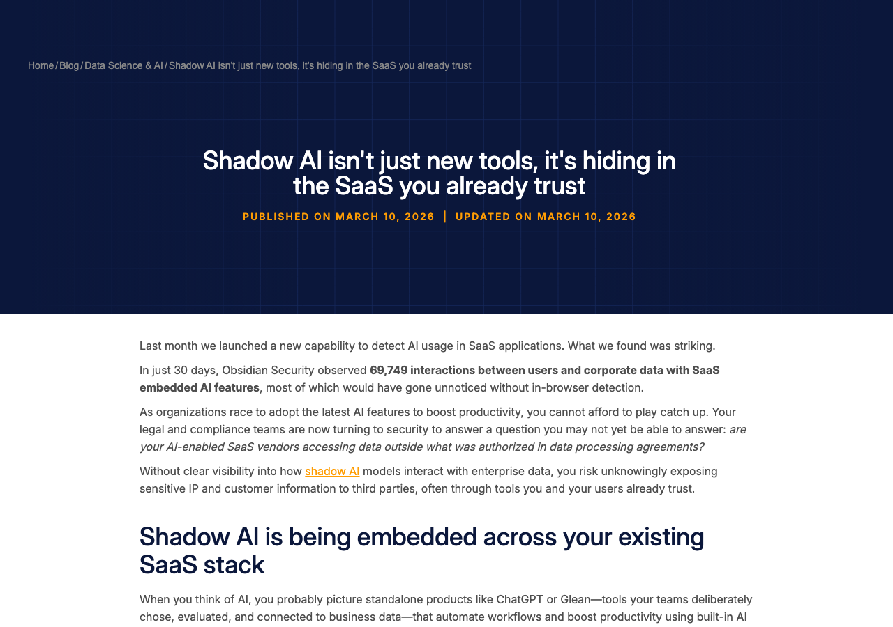 Obsidian Security: Shadow AI in SaaS