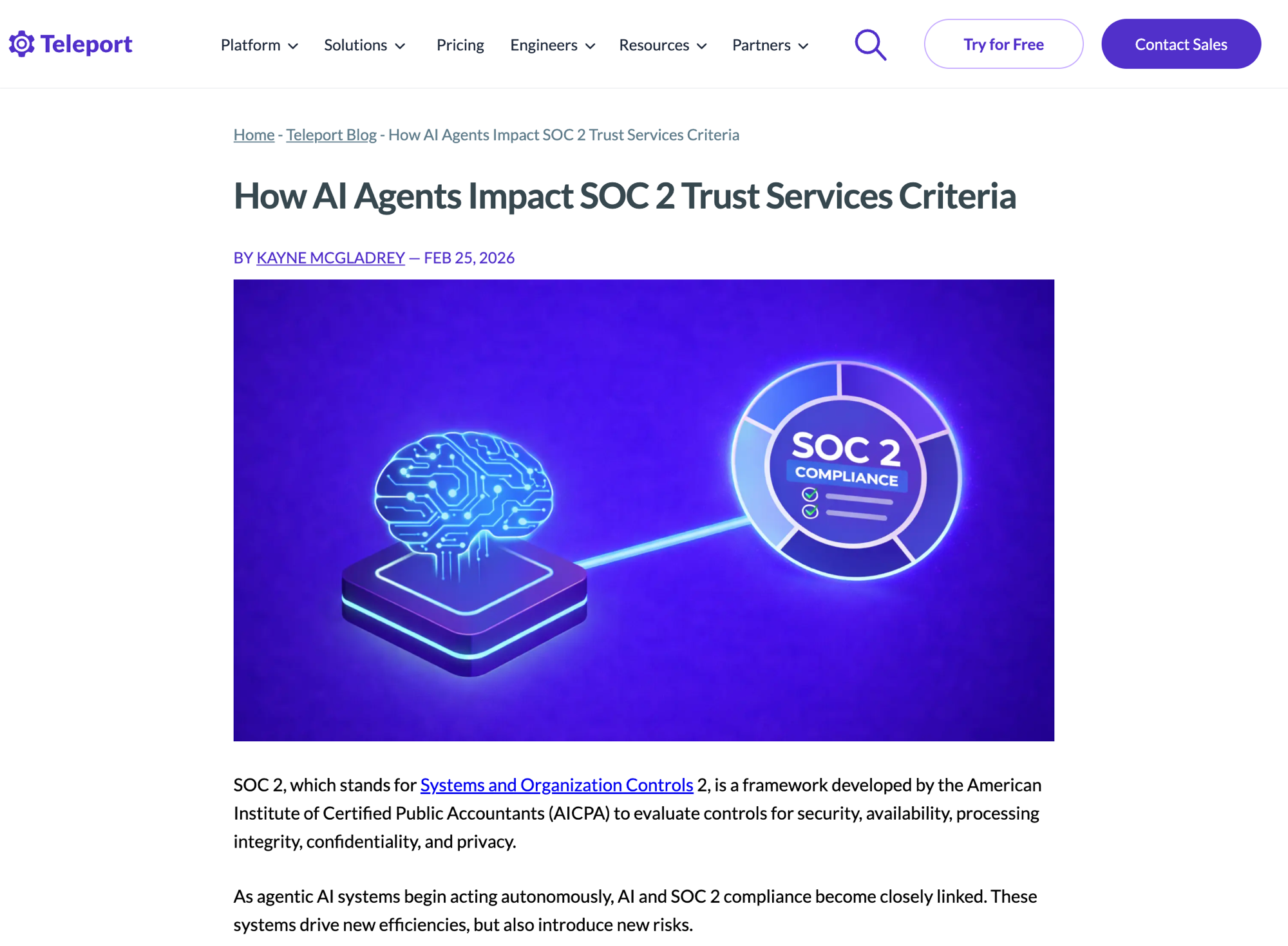 Teleport: How AI agents impact SOC 2 Trust Services Criteria